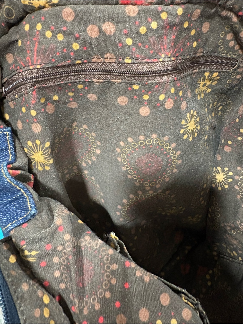 Vintage Levi’s Purse Denim Floral Dark Blue Retro Hippie Y2K Zippered Tote Bag - Picture 5 of 5